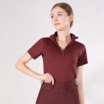 New Style Zipper Women's Equestrian Short-Sleeve Shirt Cool Nylon Four-Way Stretch Riding T-Shirt