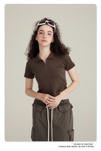 Clothing Manufacturer Wholesale Women's T-Shirt Polo Collar Cotton T-Shirt