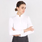 New Style Women's Mesh Breathable Equestrian Long Sleeve Top Lightweight Riding Stand Collar Rider Shirt