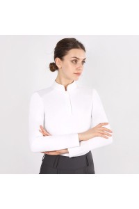 New Style Women's Mesh Breathable Equestrian Long Sleeve Top Lightweight Riding Stand Collar Rider Shirt