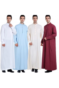 Thobe for Men Traditional Islamic Robe Prayer Accessories Arabic Style