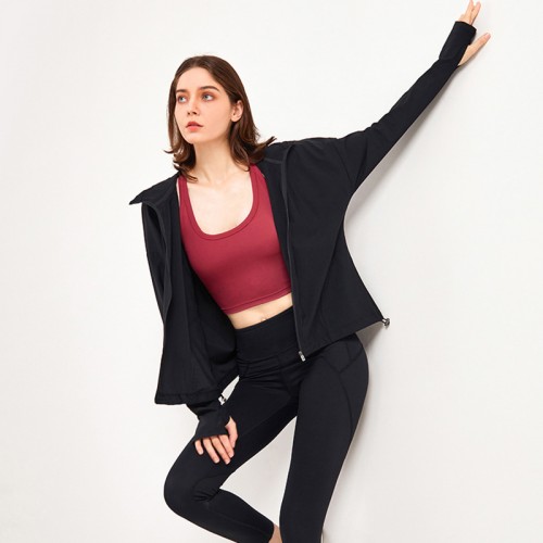 Lulu Yoga Sport Women's Sweater Crop Top Gym Fitness Long Sleeve Windproof and Warm Women's Autumn Jacket No Ironing Sportswear