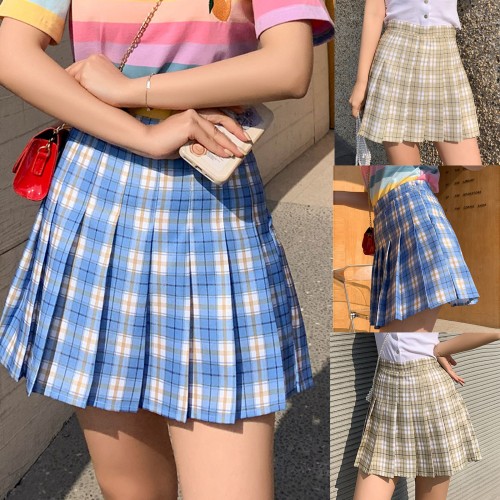 Sexy Summer Tennis Pleated Skirts Kawaii Sportswear High Waist Plaid Zipper A-Line Skirt Woman Harajuku Korean Style Mini Jupes Sexy Summer Tennis Pleated Skirts Kawaii Sportswear High Waist Plaid Zipper A-Line Skirt Woman Harajuku Korean Style Mini Jupes