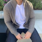 Zipper long-sleeved stand-up collar thickened warm sportswear autumn/winter muscle fitness tide brand sweater crop sport jacket