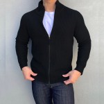 Zipper long-sleeved stand-up collar thickened warm sportswear autumn/winter muscle fitness tide brand sweater crop sport jacket