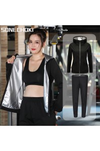 New Sauna Suit Women Plus Size Gym Clothing Sets for Sweating Weight Loss Female Sports Active Wear Slimming Tracksuit Women